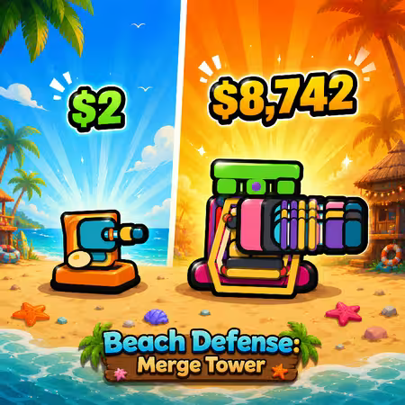 Beach Defense: Merge Tower Game