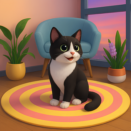 Cartoon cat: naughty kitten