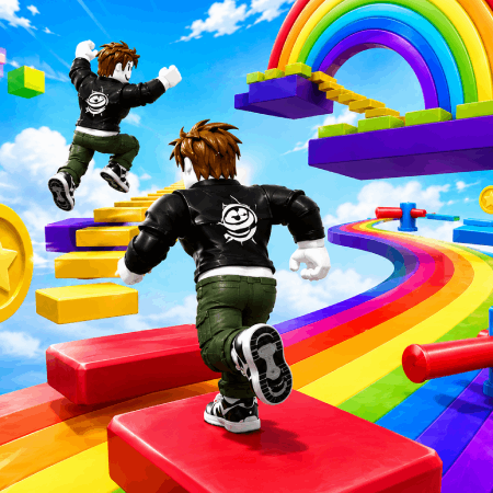 Obby Rainbow Parkour Two Player